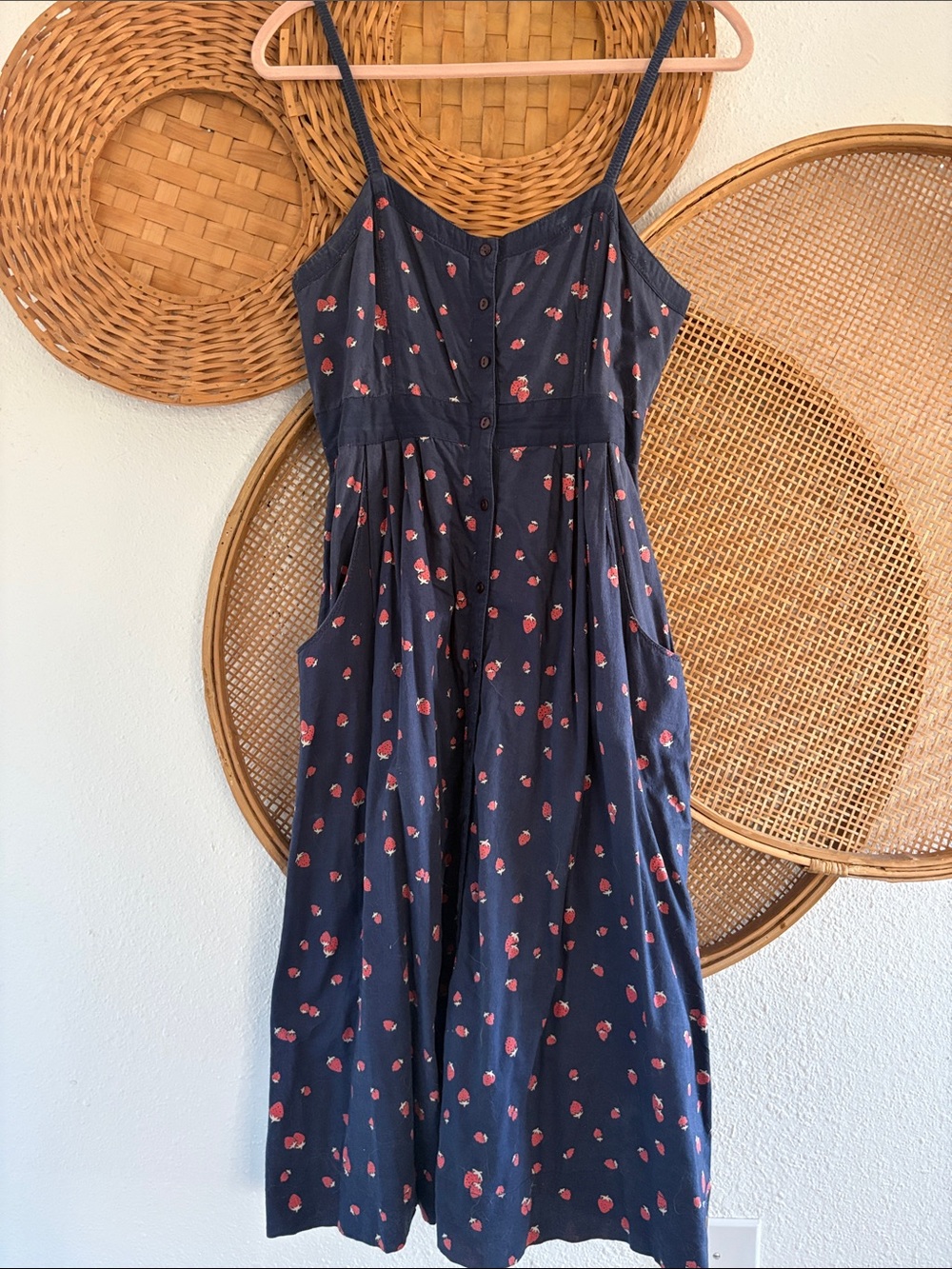 Urban Outfitters Spaghetti Strap Strawberry Print Sundress